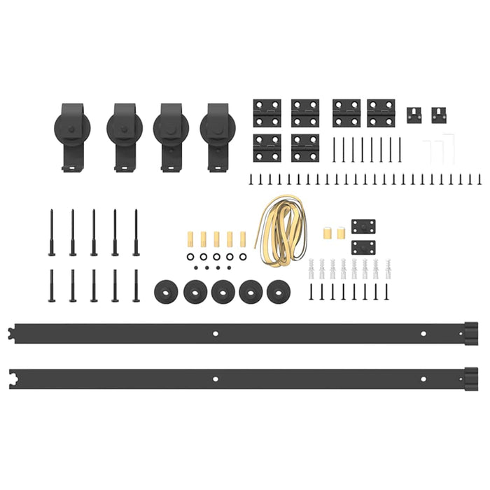 Sliding Door Hardware Kit 183 cm Steel Black