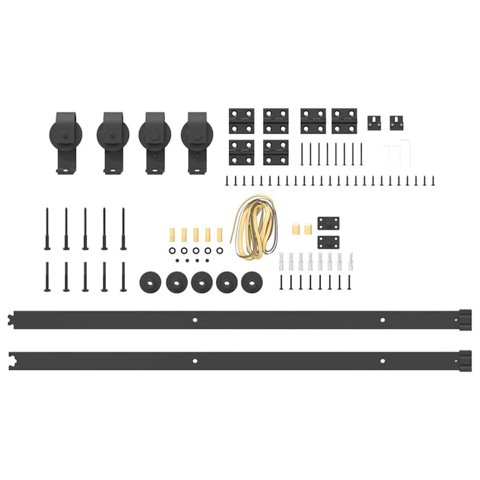 Sliding Door Hardware Kit 200 cm Steel Black