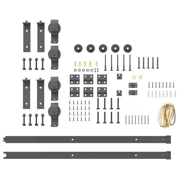 Sliding Door Hardware Kit 183 cm Steel Black