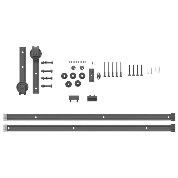 Sliding Door Hardware Kit 200 cm Steel Black