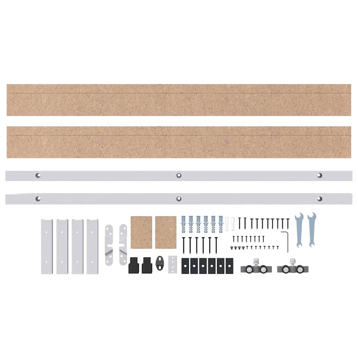 Sliding Door Hardware Kit 183 cm Aluminium Alloy Sliver