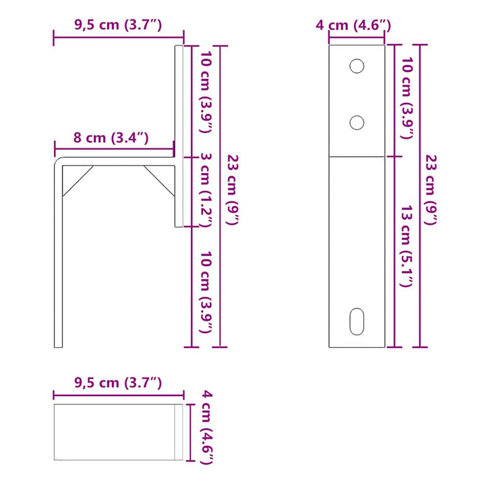 Barn Door Bypass Brackets 5 pcs for Flat Rails Carbon Steel