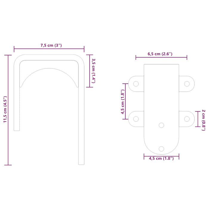 Barn Door Bypass Brackets 4 pcs for Round Rails Stainless Steel