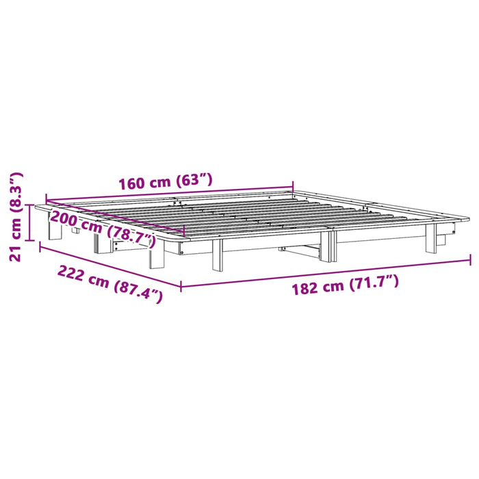 Cadru Pat fara Saltea Alb 160x200 cm Lemn Masivul Pin