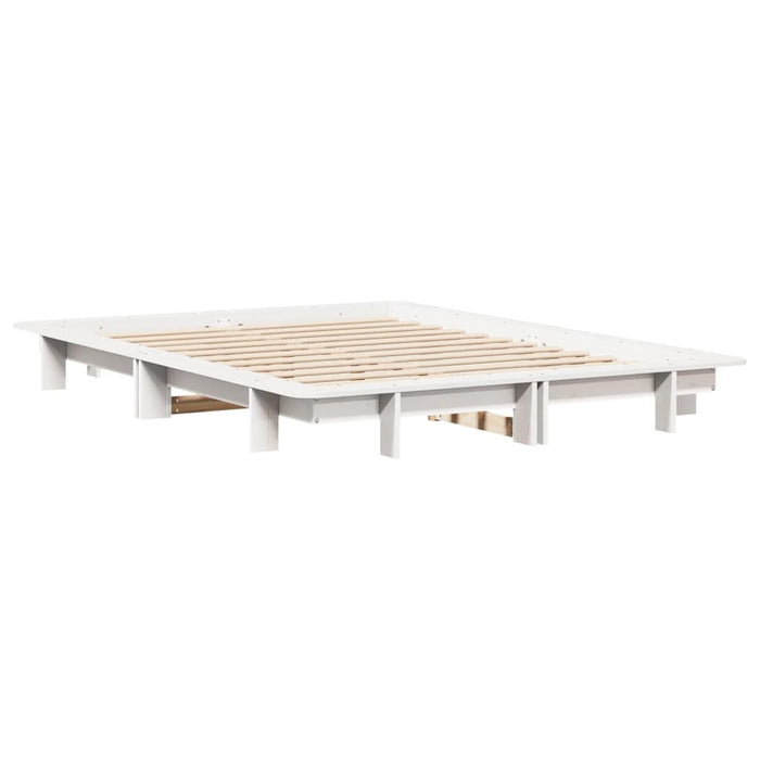 Bed Frame without Mattress White 140x200 cm Solid Wood Pine