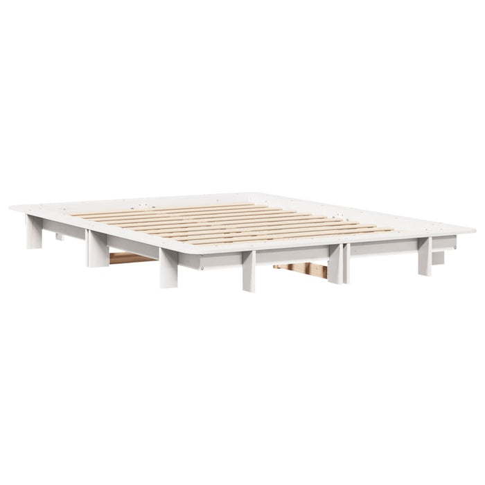 Bed Frame without Mattress White 140x200 cm Solid Wood Pine