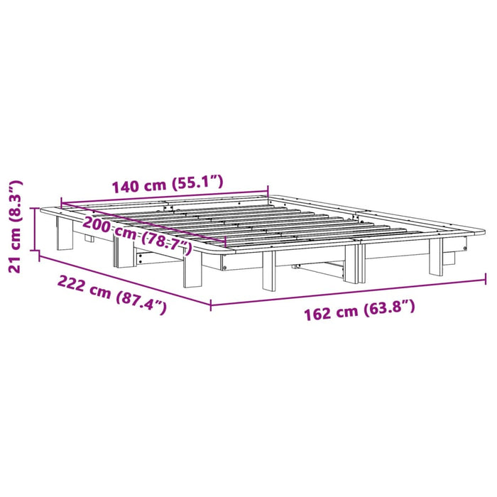 Bed Frame without Mattress White 140x200 cm Solid Wood Pine