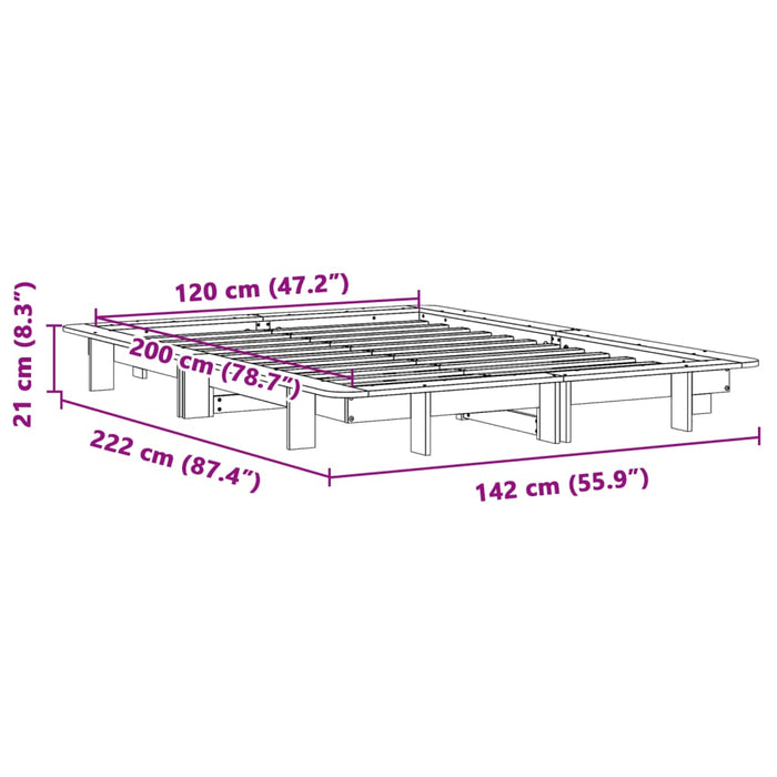 Cadru Pat fara Saltea Alb 120x200 cm Lemn Masivul Pin