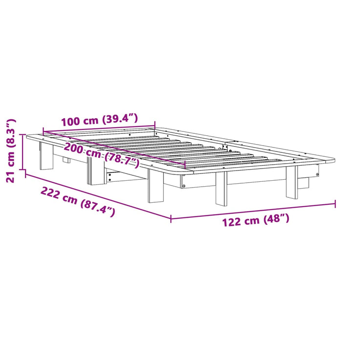 Cadru Pat fara Saltea Alb 100x200 cm Lemn Masivul Pin