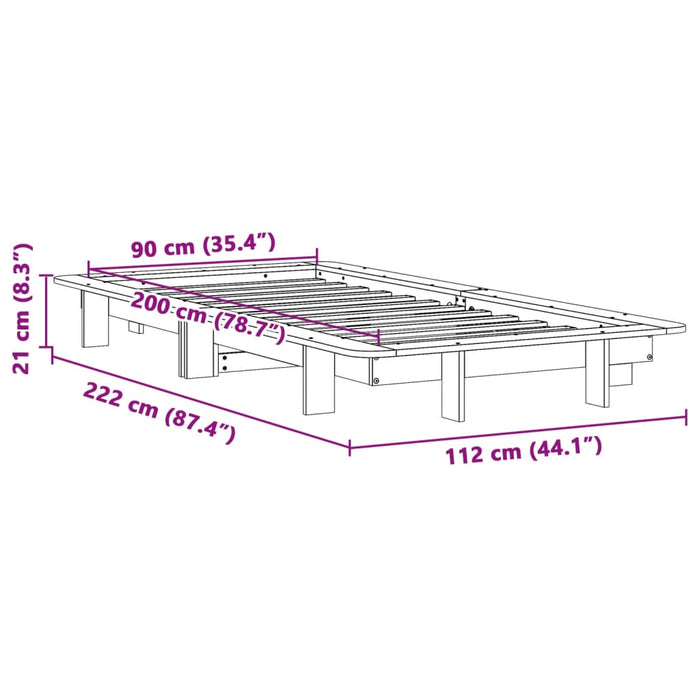 Cadru Pat fara Saltea Alb 90x200 cm Lemn Masivul Pin