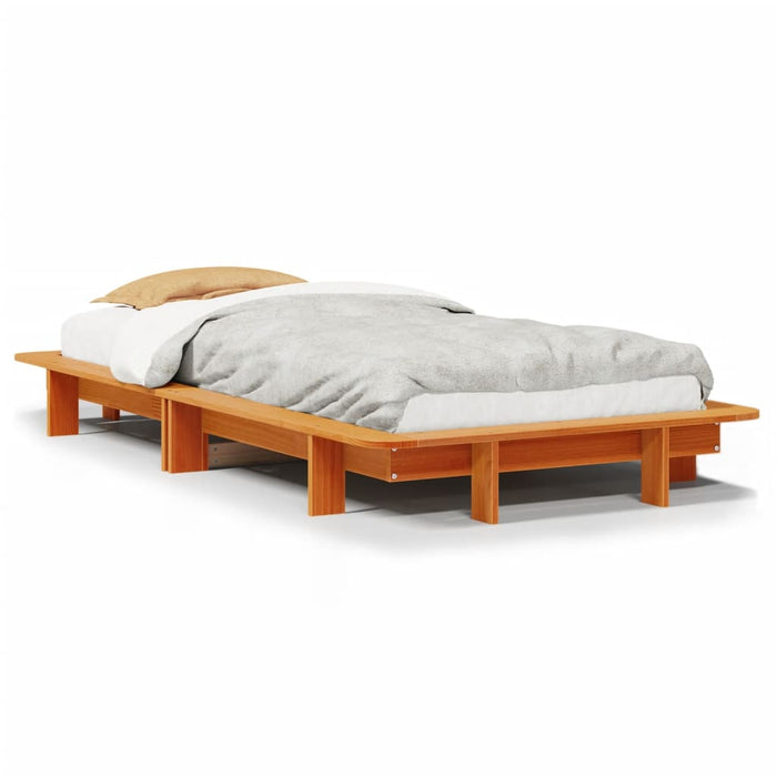 Bed Frame without Mattress Wax Brown 90x200 cm Solid Wood Pine