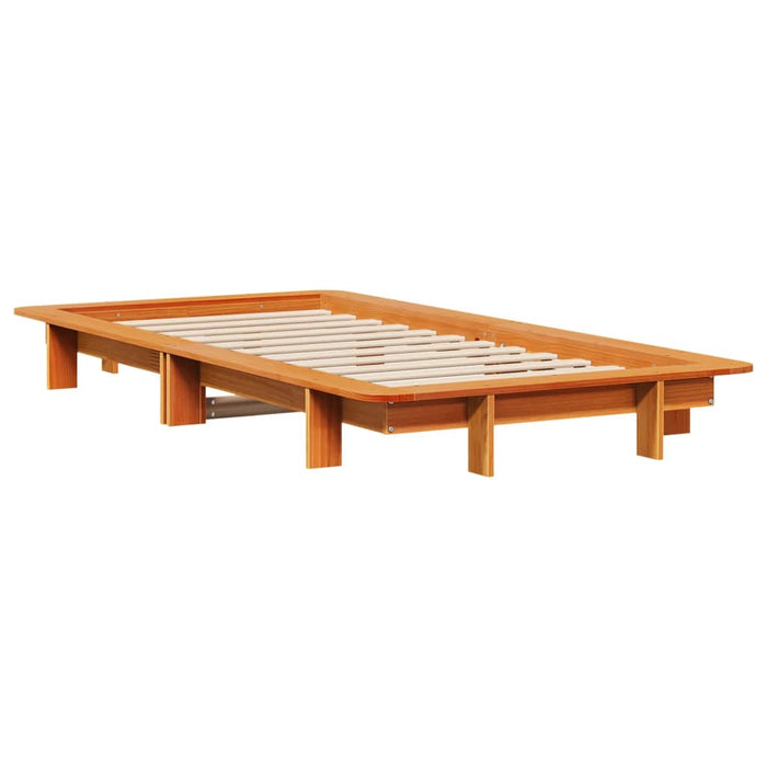 Bed Frame without Mattress Wax Brown 90x200 cm Solid Wood Pine