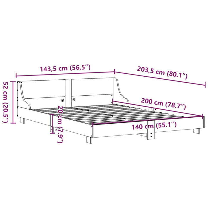 Cadru Pat fara Saltea Alb 140x200 cm Lemn Masivul Pin