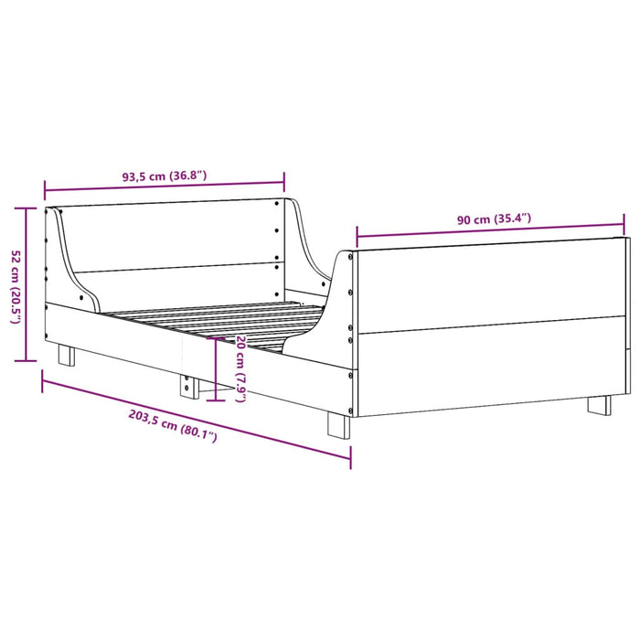 Cadru Pat fara Saltea Alb 90x200 cm Lemn Masivul Pin