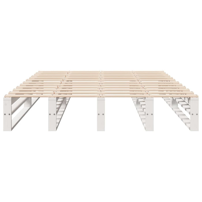 Bed Frame without Mattress White 150x200 cm King Size Solid Wood Pine