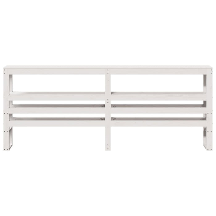 Headboard with Shelves White 200 cm Solid Wood Pine