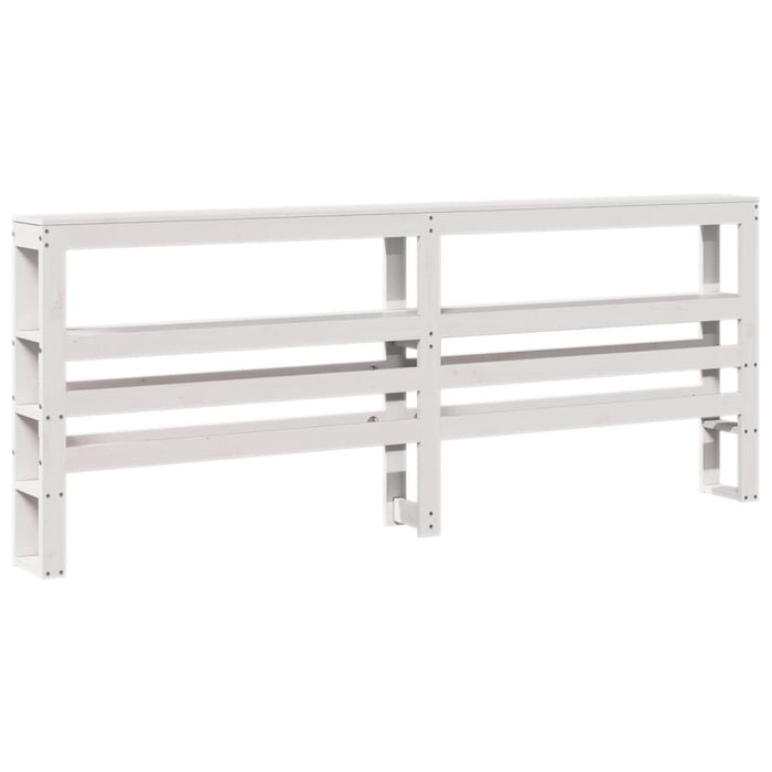 Headboard with Shelves White 200 cm Solid Wood Pine