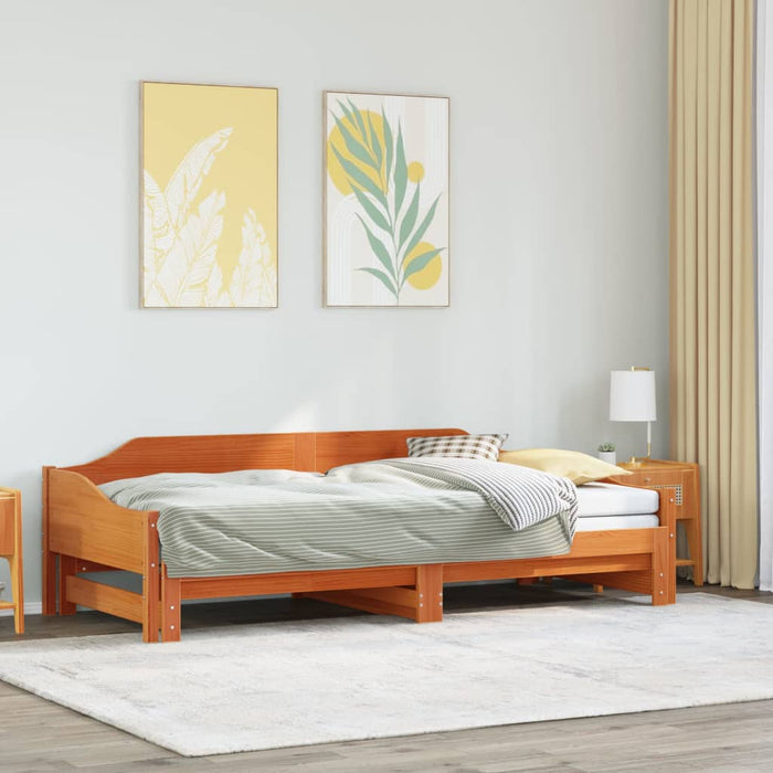 Daybed with Trundle without Mattress Wax Brown 80x200 cm Solid Wood