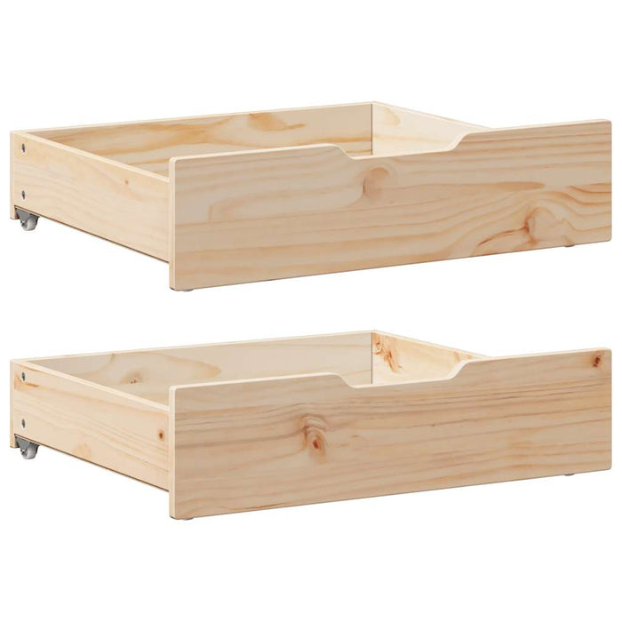 Under-Bed Drawers with Wheels 2 pcs 75x55x17 cm Solid Wood Pine