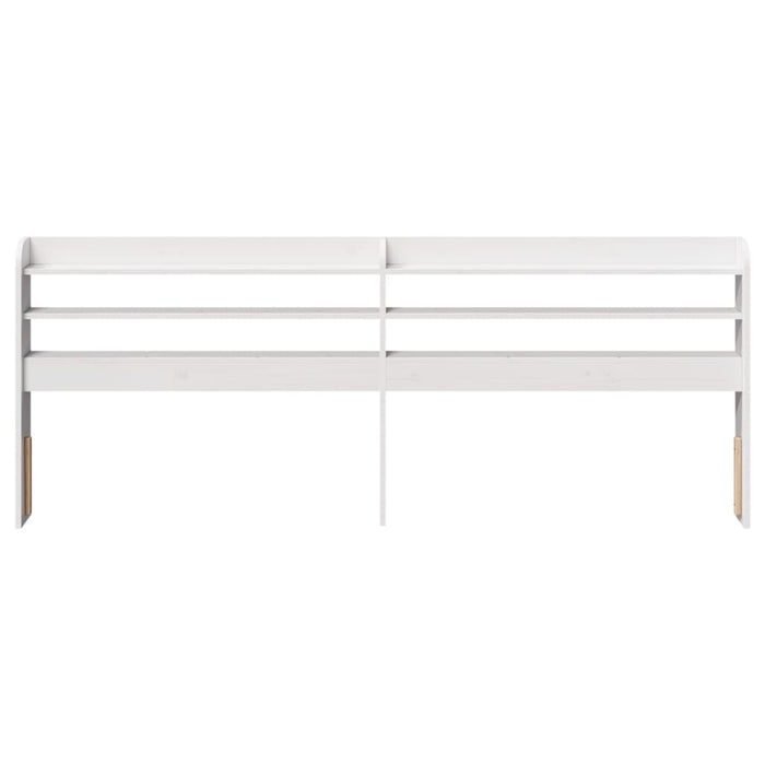 Headboard with Shelves White 200 cm Solid Wood Pine