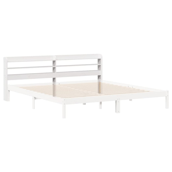 Headboard with Shelves White 200 cm Solid Wood Pine