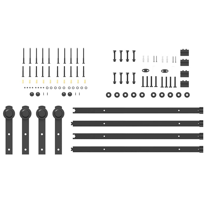 Sliding Door Hardware Kit 183 cm Steel Black