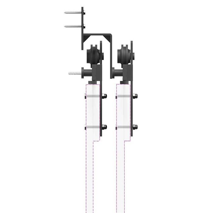 Sliding Door Hardware Kit 183 cm Steel Black