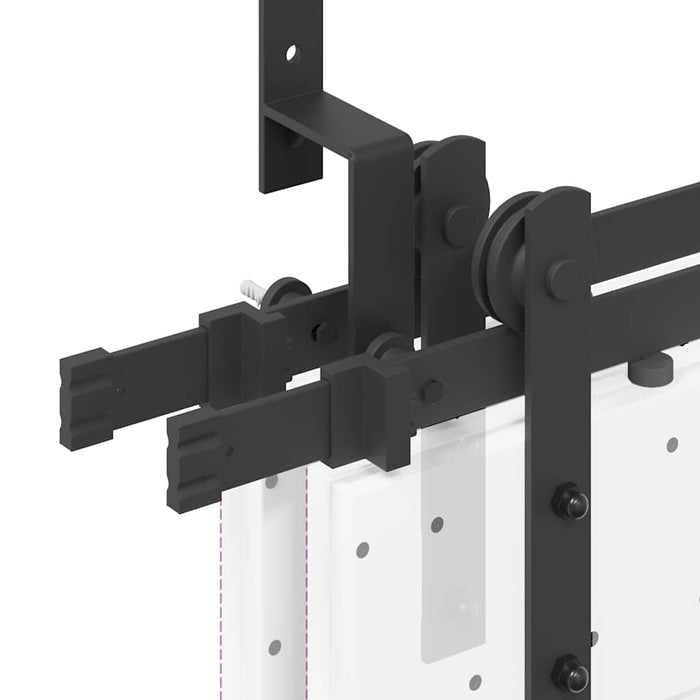 Sliding Door Hardware Kit 183 cm Steel Black