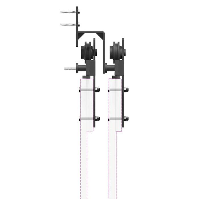 Sliding Door Hardware Kit 200 cm Steel Black