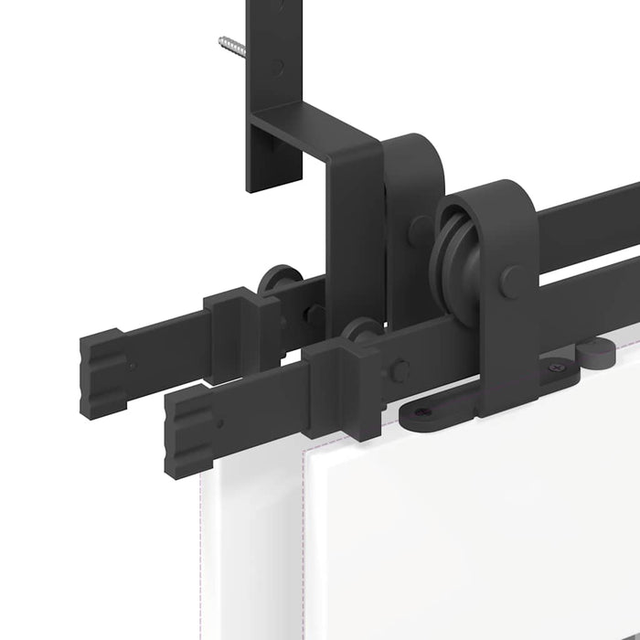 Sliding Door Hardware Kit 200 cm Steel Black