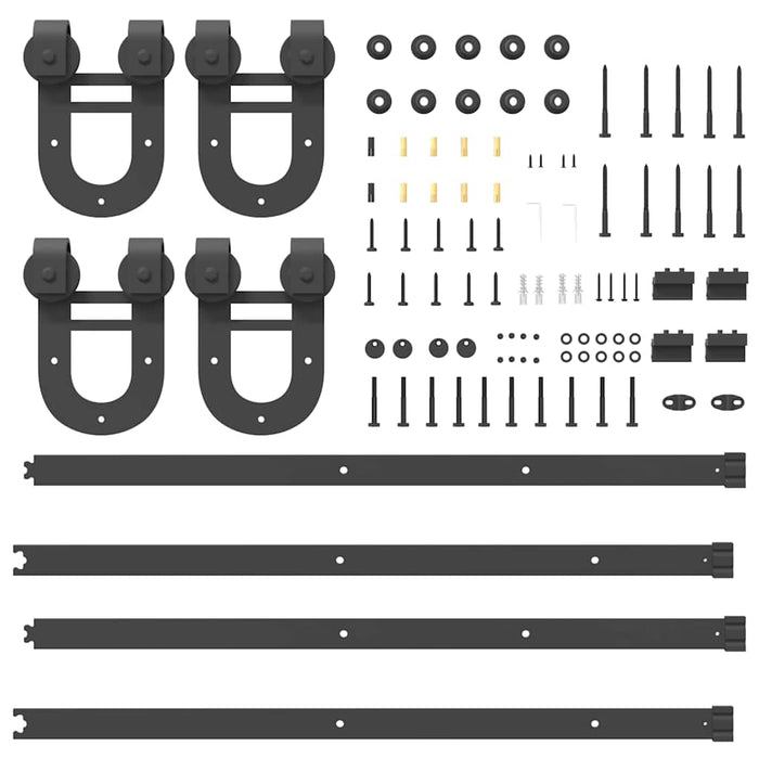 Sliding Door Hardware Kit 183 cm Steel Black