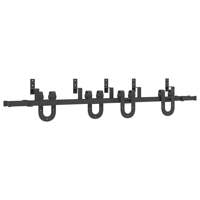 Sliding Door Hardware Kit 200 cm Steel Black