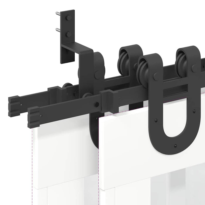 Sliding Door Hardware Kit 200 cm Steel Black