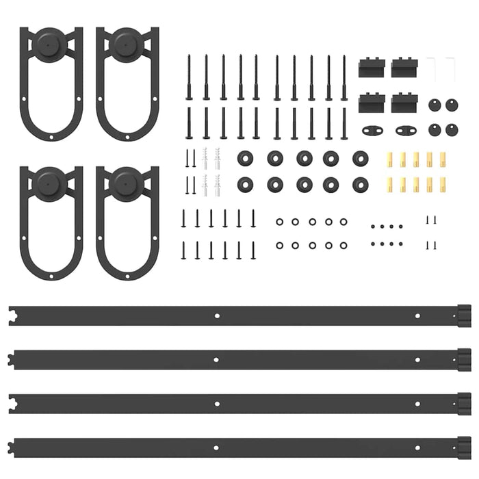 Sliding Door Hardware Kit 183 cm Steel Black