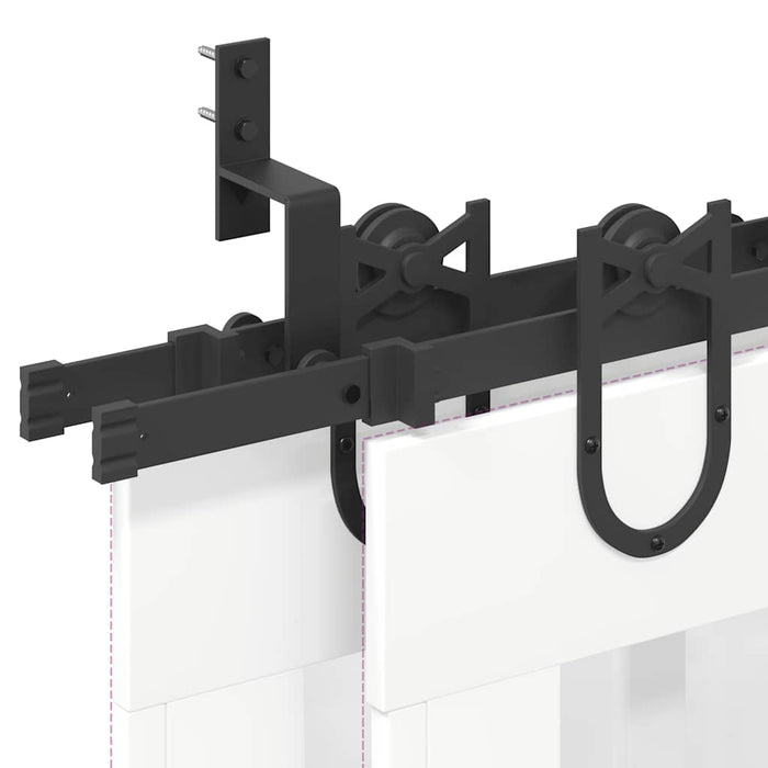 Sliding Door Hardware Kit 183 cm Steel Black