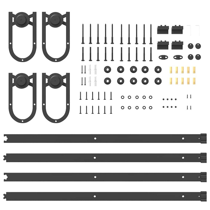 Sliding Door Hardware Kit 200 cm Steel Black