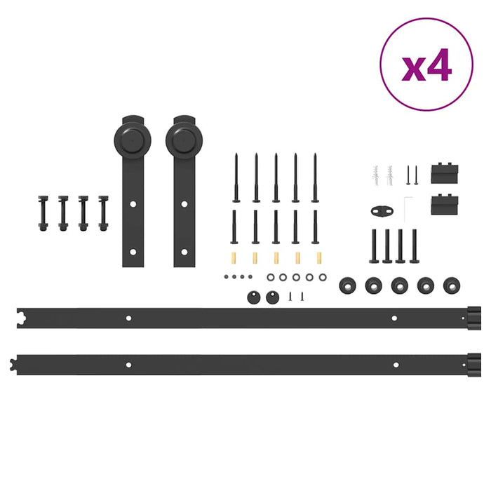 Sliding Door Hardware Kit 366 cm Steel Black