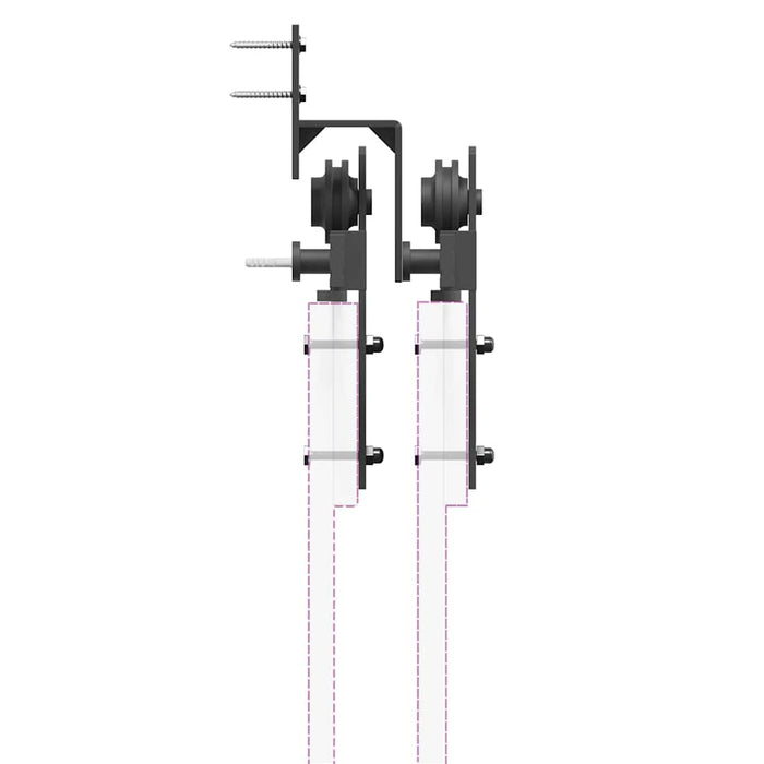 Sliding Door Hardware Kit 366 cm Steel Black