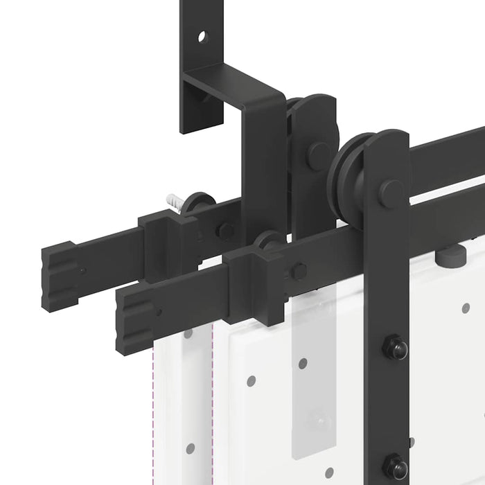 Sliding Door Hardware Kit 366 cm Steel Black