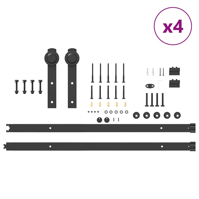 Sliding Door Hardware Kit 400 cm Steel Black