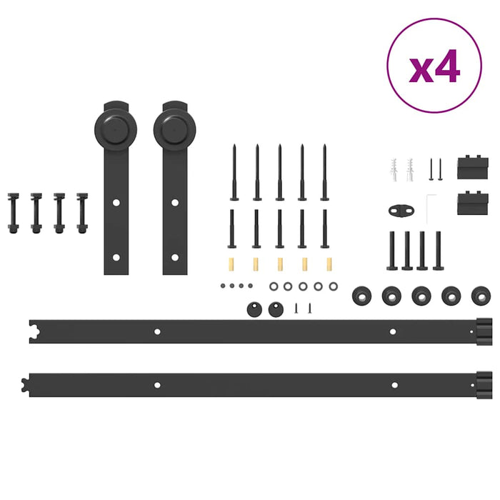 Sliding Door Hardware Kit 305 cm Steel Black