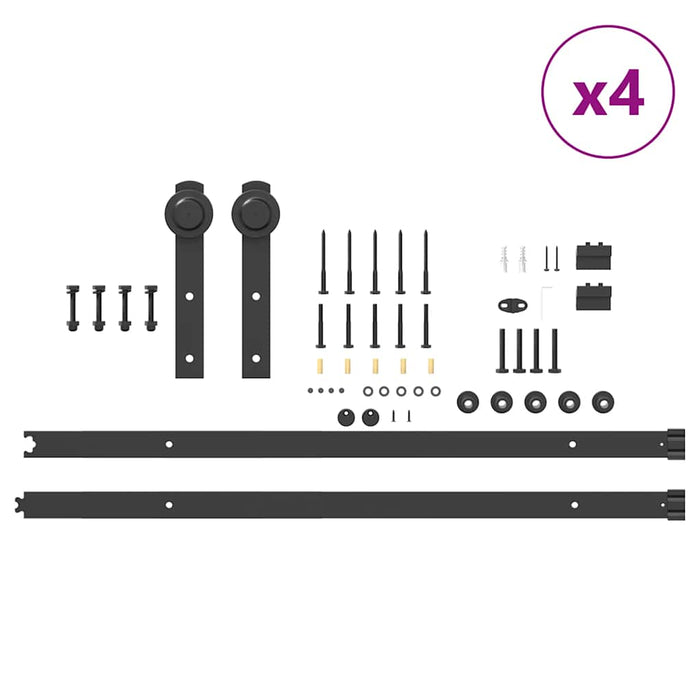 Sliding Door Hardware Kit 427 cm Steel Black