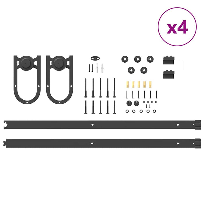 Sliding Door Hardware Kit 400 cm Steel Black