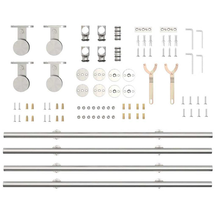 Sliding Door Hardware Kit 183 cm Stainless Steel Silver