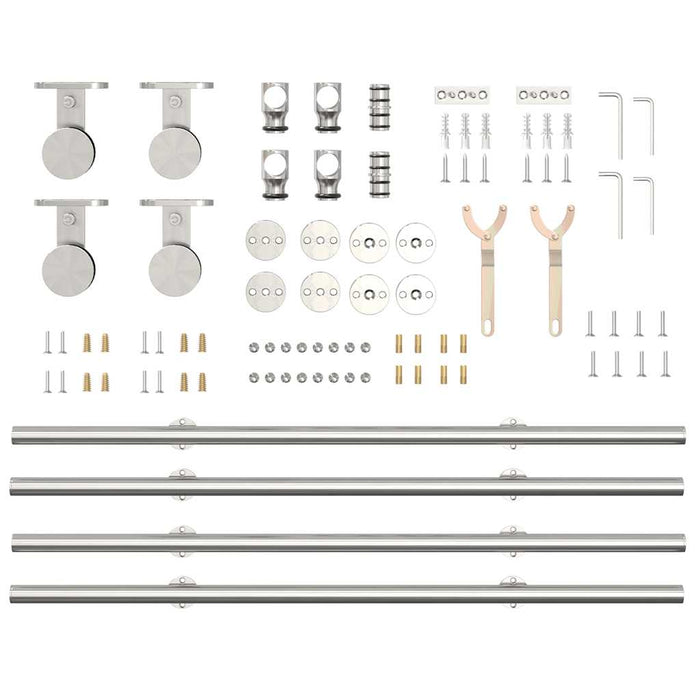 Sliding Door Hardware Kit 200 cm Stainless Steel Silver