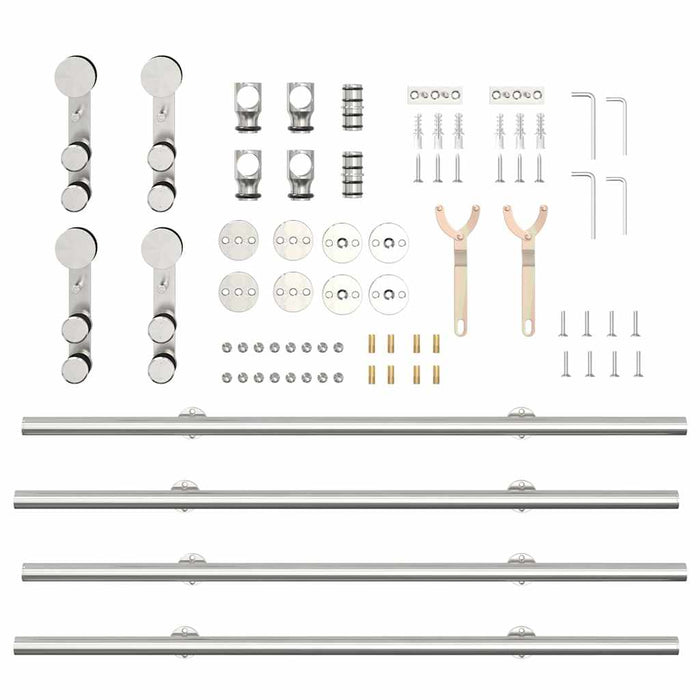 Sliding Door Hardware Kit 183 cm Stainless Steel Silver