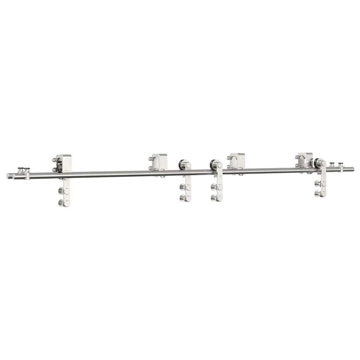 Sliding Door Hardware Kit 200 cm Stainless Steel Silver