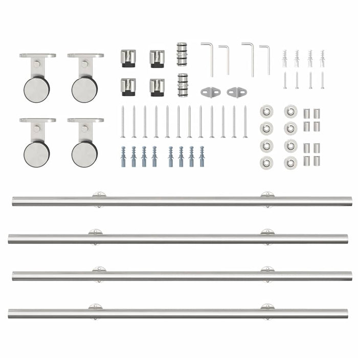 Sliding Door Hardware Kit 183 cm Stainless Steel Silver