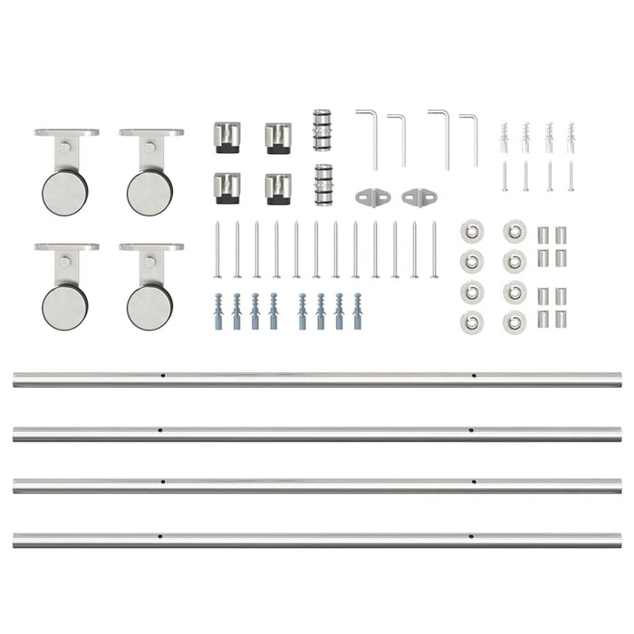 Sliding Door Hardware Kit 200 cm Stainless Steel Silver