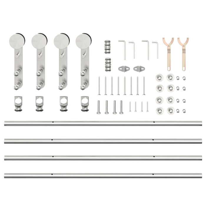 Sliding Door Hardware Kit 183 cm Stainless Steel Silver